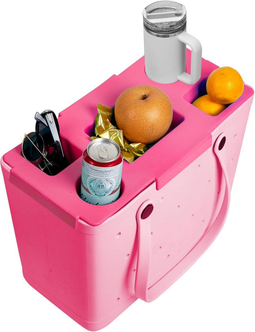 Organizer Tray Top for Bogg Bag  Cup Holder & Storage Lid Compatible with Bogg Bag XL - For Stanley 30oz 40 oz  Outdoor Beach & Travel Tabletop Insert  Easy to Clean (Rose Red)