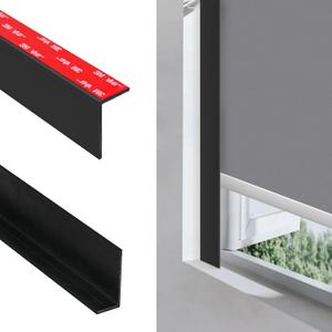 100% Light Blocking Strips Blackout L-Shaped PVC Dual-Side Tracks – for Cellular Blind, Window Roller Shades,Blinds & Window Shades – Easy to Install for Bedroom & Nursery (Black, 58.5",2Pcs), 1.6"W x 58.5"H