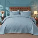 Oversized King Bedspreads 128x120 for Split Adjustable Bed or Extra Large/Tall Cal King or King Bed Lightweight Quilted Coverlet Sets 1 Quilt 2 Pillow Shams Blue