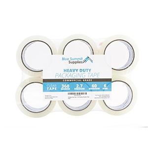 Blue Summit Supplies Heavy Duty Packaging Tape, Clear Packing Tape Designed for Moving Boxes, Shipping, Office, and Storage, Commercial Grade 2.7mil Thickness, 60 Yards Length, 360 Total Yards