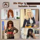 FantaLook 80s Long Curly Vintage Cosplay Wig with Bang for Women 60 70s Queen Costume for Halloween Party (Brown)