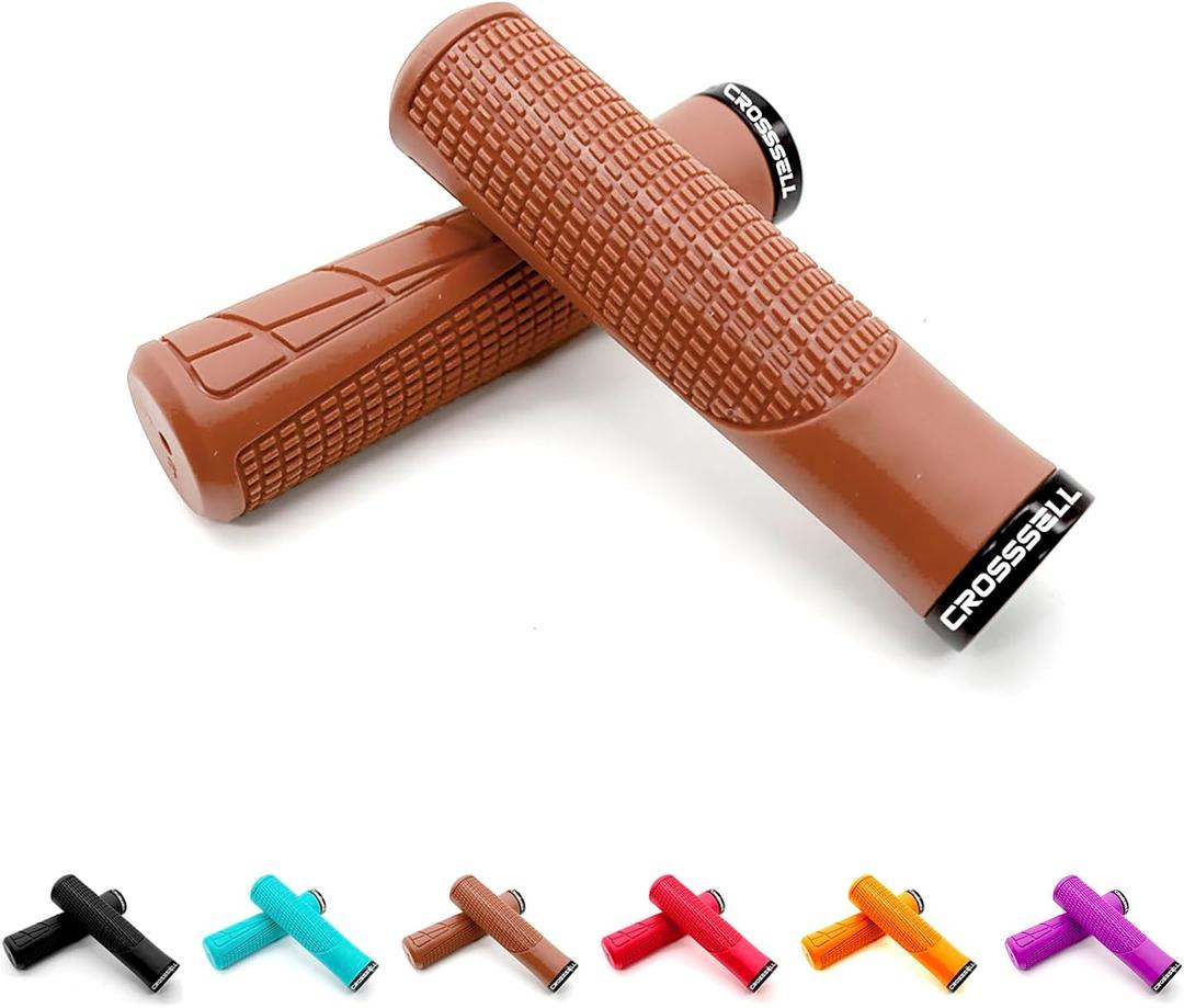 Mountain Bike Grips, Bicycle Handlebar Grips, Bicycle Handlebar Grips Single Lock-on, Ergonomic Bike Grips Non-Slip (Brown)