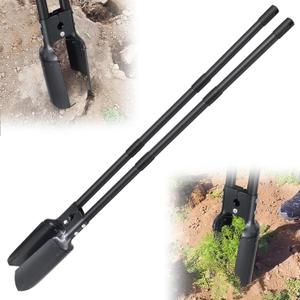 Post Hole Digger Tool, Heavy Duty Post Hole Digger with 55 Inch Handle, Dual Sharp Blades for Soil Plugging, Digging, Cultivating, Weeding, Manual Post Hole Digging Tool Garden Shovel