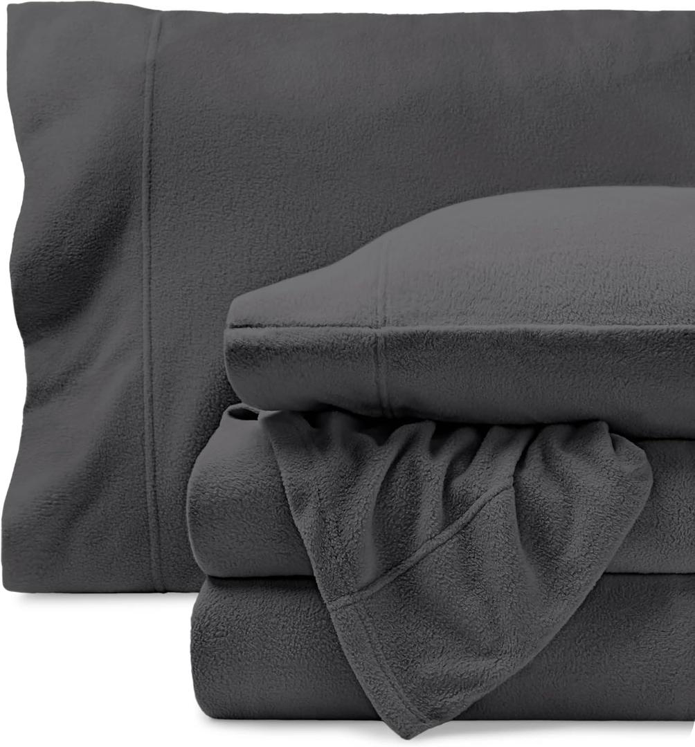 Bare Home Super Soft Fleece Sheet Set - Full Size - Extra Plush Polar Fleece, No-Pilling Bed Sheets - All Season Cozy Warmth (Full, Grey)