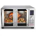 MegaChef 25 Liter Digital Electric French Door Multi-Function Counter Top Oven with Rotisserie Set & Toast, Bagel, Pizza, Bake, Roast, Broil, Cookies, Rotisserie, Dehydrate, Ferment, Warm Functions, Compact