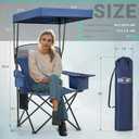 Overmont 2PCS Camping Chair with Canopy Shade Cooler Bag - Oversized Folding Beach Chair with High Back Support Big Cup Holder - Portable Lawn Chair for Outdoor Travel Sports Fishing - Support 330lbs