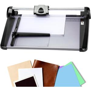 Heavy Duty Rotary Paper Cutter 15 Sheet, 14" Precision Paper Trimmer with Auto Clamp, Clean Cuts for Cardstock, Photos, Crafts & Office Use