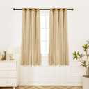 INLINAS Gold Blackout Curtains with Sheer Overlay - Grommet Top Thermal and Noise Reduction Panels for Bedroom and Living Room Light Blocking and Energy Saving, 52 x 72 Inches, Set of 2