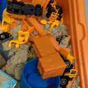 Lehoo Castle Sensory Table with Sensory Sand, Indoor Sensory Bin with Lid & 2.6lbs Play Sand, Construction Kit with 6 Alloy Trucks & Castle Molds, Sensory Toys for Toddler Boys and Girls (Orange)