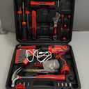 Tool Set - 8V Cordless Drill Set, 132 Piece Home Tool Set With Hand Drill, Tool Kit for Women & Men, Perfect for Homeowner, Diyer, Handyman (Red)