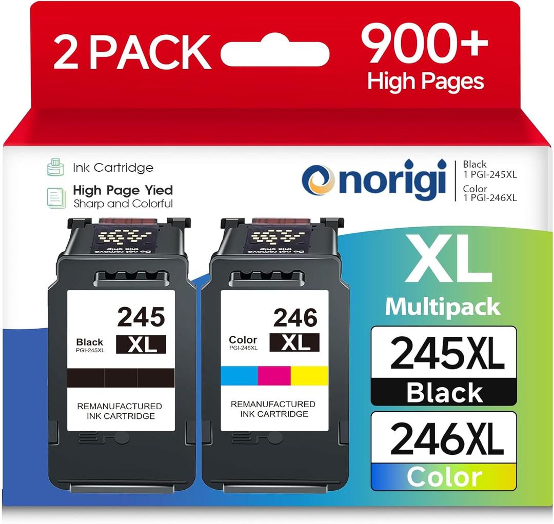 245XL 246XL Ink Cartridges for Canon Ink 245 and 246 PG245 CL246 XL Black Color Combo 243 244 for PIXMA MX490 TR4520 TS3322 TR4522 TR4500 TS3122 TS3300 MX492 MG2522 TS3100 TS3320 Printer (2 Pack)