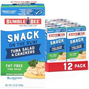 Bumble Bee Snack On The Run Fat-Free Tuna Salad with Crackers Kit- Ready to Eat, Spoon Included - Wild Caught Tuna - Shelf Stable & Convenient Protein Snack, 3.5 Ounce Boxes (Pack of 12) 2 Boxes Best By 11/25