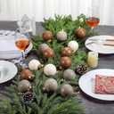 Yunlly 24 Pcs Textured Christmas Ball Ornaments 2.36'' Neutral Christmas Tree Decor Modern Vintage Brown Hanging Decor Shatterproof Home Ornaments for Rustic Large Farmhouse (Classic Color)