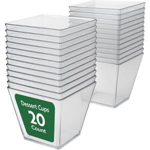 Restaurantware 8 Ounce Large Kova Cups 20 Disposable Dessert Tumbler - Lids Sold Separately Sturdy Clear Plastic Appetizer Cups For Mousse Layered Cakes At Catered Events