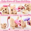 G.C Dog Toys for Girls Kids, Walking Barking Electronic Interactive Plush Puppy Toy with Carrier & Accessories Toddlers Pretend Play Pet Care Playset, Gifts for Little Girls 3 4 5 6 Year Old