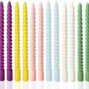 Colored Taper Candles Spiral Candle Sticks in Rainbow Colors,Unscented Pastel Candle for Holiday,Wedding and Home Decoration,10inch,12 Pack(E-6colored)