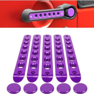 Grab Handle Inserts Cover+Push Button Knobs Cover Trim for Jeep Wrangler JK JKU Sahara Rubicon Unlimited 2007-2018 Exterior Door Handle Decoration Accessories Aluminum (Purple)
