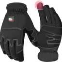 KEMIMOTO Safety Work Gloves for Men/ Women, Touchscreen Tactical Gloves with Foam Padding Protection, Breathable & Lightweight, for Mechanic, Gardening, Bike, Construction, Yard Work (Black-L)