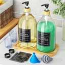 Moforoco Liquid Laundry Detergent Dispenser with Bamboo Tray, 2 Pack 64 Oz Plastic Laundry Soap Dispenser, Fabric Softener Dispenser with Pump and Labels for Laundry Room Decor and Organization