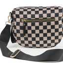 FEIBOON Spacious Checkered Nylon Crossbody Bag Bum Bag Handbags Wallets for Women