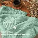 Simple&Opulence Cotton Muslin Throw Blanket for Bed, Couch, Knit Woven Gauze Blanket with Tassels, Soft Lightweight Cozy Pre-Washed Breathable Farmhouse Decoration for All-Season (Mint Green)
