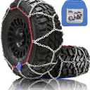 Auto Fixing Snow Chains for Pickup Trucks & SUVs, Heavy Duty Tire Chains with Self-Tensioning, Quick Install Emergency Traction Chains for Car Tires 265 275 285 305, Set of 2 (HYR-B)