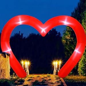 Shappy 9 Ft Valentine Inflatables Outdoor Decorations Heart Blow up Inflatable Archway with Build in LEDs for Indoor Outdoor Lawn Yard Garden(Valentine's Heart)