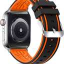 2 x Compatible with Apple Watch Bands 49mm-42mm Silicone Divers Model Replacement Rubber Sport Watch Strap for iWatch Series 10/9/8/7/6/5/4/3 Ultra 2 SE Bicolor for Men and Women (Orange)