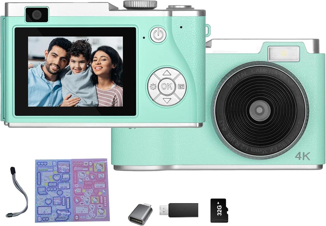 Kids Digital Camera,2.4 Inch TFT Display Camera,with 32GB Card,48MP 8X Digital Zoom,Compact Camera Support Video Recording/Photography/Selfie-Suitable for Children and Beginners (Blue)