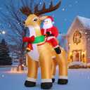 COMIN 9.8 FT Christmas Decorations Outdoor Inflatables Santa Claus Riding Reindeer Blow ups with Built-in LEDs for Yard Party Lawn Decor
