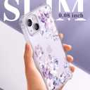 GVIEWIN for iPhone 14 Plus Case Floral, with Screen Protector&Camera Lens Protector,[Non Yellowing]Soft Shockproof Clear Phone Protective Cover for Women, Flower Pattern Design 6.7"(Foliolosa/Purple)