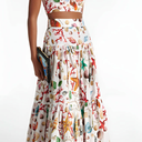 Seafood Watercolor Novelty Women's Printed Pleated Skirt Set Long Summer Maxi Skirt