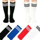 LPMOERA 4 Pairs Toddler Soccer Socks Girls Boys Baseball Softball Sock Football Knee-High Athletic Socks