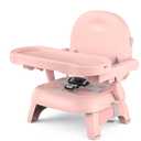 Bellas Friends 3-in-1 Toddler Booster Seat for Dining Table and Kitchen Chair with Adjustable Tray and Safety Straps, Foldable&Portable Baby Seat for Travel, Feeding, and Floor Use, Pink