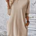 Dokotoo Womens Dresses 2025 Spring 3/4 Sleeve Fashion Dresses Crewneck Casual Mini Dress with Pockets S-XL