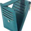 Chelmon Womens Wallet Slim RFID Blocking Bifold Multi Card Case Wallet with Zipper Pocket (Peacock Blue)