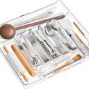 Yieach Clear Large Expandable Silverware Organizer and Kitchen Utensil Drawer Organizer,Plastic Adjustable Silverware Tray for Drawer Cutlery,Spatula,Tools,Flatware Organizers,Fork and Spoon Holder