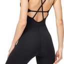 LOVESOFT Workout Romper for Women Short Jumpsuit Sleeve Bodycon Unitard Sport Bodysuit Onesie Athletic One Piece (Black, S)