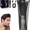 Snapbuy Electric Razor for Men, Electric Razor Pro, Ipx7 Waterproof Cordless Shaver with 90-Min Runtime, 4D Floating Head Rotary Shaver, Fast Charging (Black)