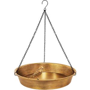Hanging Bird Bath for Outdoor, Antique Bronze Metal Birdbath Bird Feeder Garden Decor Yard Art (11.5" Dia)