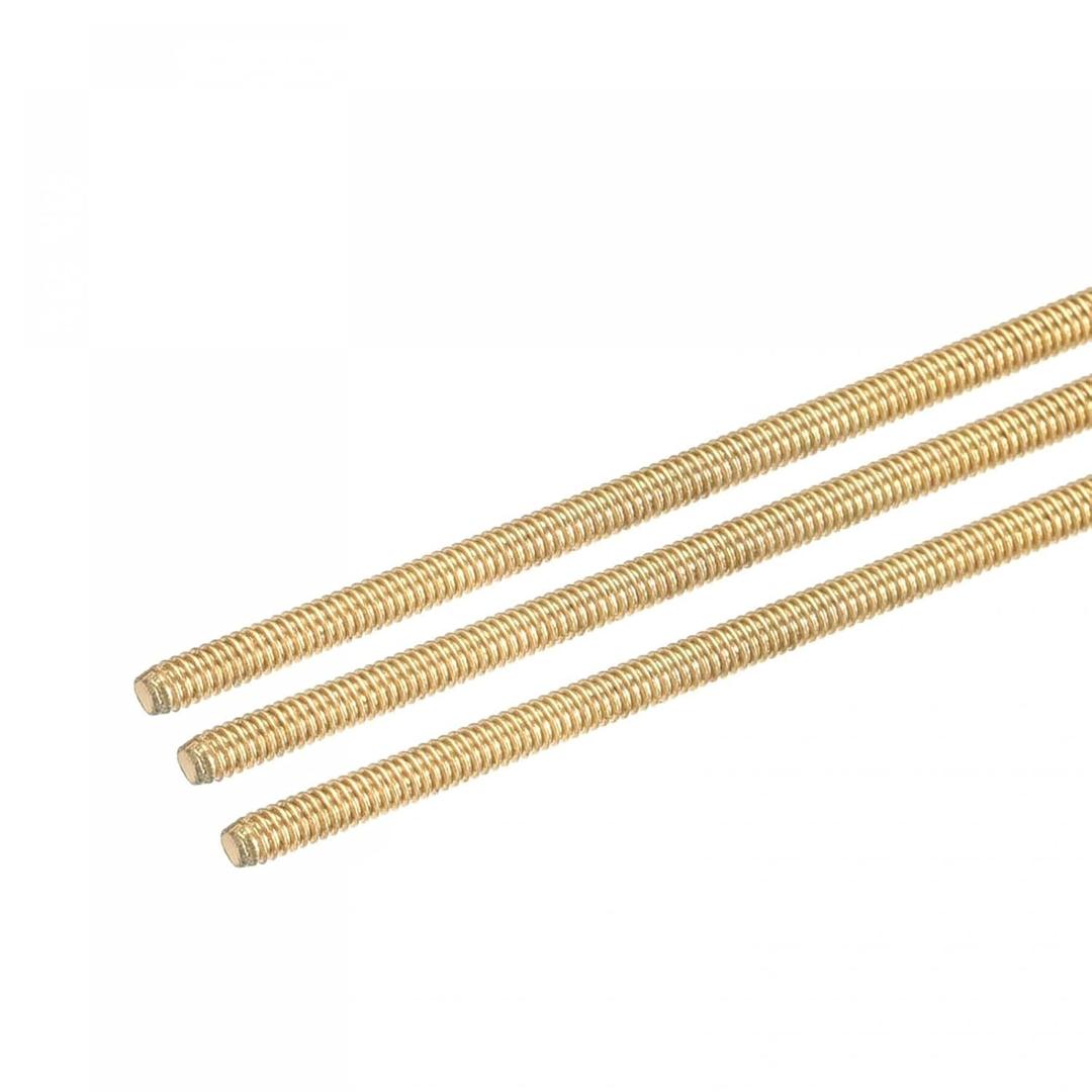 TOP-VIGOR 3Pcs M2-0.4 x 250mm Length Male Brass Threaded Rod, All Thread Brass Rod Bar Studs for Clamps and U-Bolts