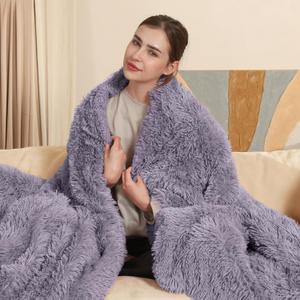 Electric Blanket Full Size, Super Cozy Luxury Faux Fur & Extra Thick Sherpa Heated Blanket with 6 Heating Levels & 1-10 Hours Auto Off, Fast Heating, ETL & FCC Certification, 72" x 84", Purple (Lavender)