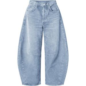 EXLURA Womens Barrel Jeans Wide Leg Y2K Boyfriend Denim Pants Hip Hop Vintage Baggy Jeans Cotton Mid-Low Elastic Waist Pants (M)
