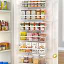 Moforoco 6 Tier Door Food Storage Cabinet Organizer White Hanging Kitchen Basket Organizer Wall Mount Spice Rack Rear Cabinet Door Spice Rack Bathroom Home Bedroom Organizer (White)