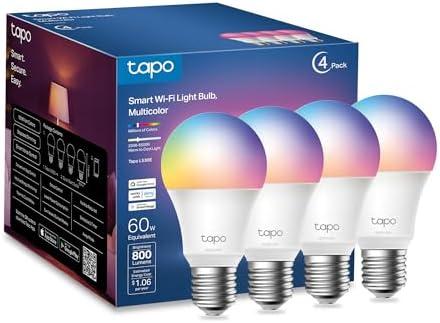 Tapo TP-Link Smart Light Bulbs, 16M Colors RGBW, Dimmable, Compatible with Alexa and Google Home, A19, 60W Equivalent, 800LM CRI>90, 2.4GHz WiFi only, No Hub Required, L530E(3Pack)