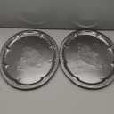 4-Pack 15.7" x 11.8" Silver Serving Trays for Party Set - Oval Floral Engraved Serving Platters, Wedding Birthday Mirror Tray for Easter, Food, Appetizer, Charcuterie, Cookies, Desserts