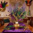 6 PCS Mardi Gras Picks Decoration, 19 Inch Large Glitter Purple Green Gold Floral Pick for Vase Filler, Table Centerpieces, Tree & Wreath DIY, Carnival Picks and Sprays Decor