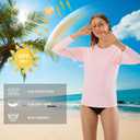 HODOSPORTS Rash Guard for Women UPF 50+ Swim Shirt with Pockets Sun Protection Shirts Lightweight Long Sleeve (Pink, L)