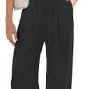 MAKABO Women's Summer One Piece Jumpsuits Casual Tank Top V Neck Wide Leg Pant Rompers Outfits with Pockets (Black, L)
