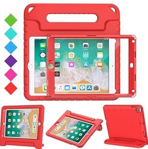 BMOUO Kids Case for iPad 6th 5th Generation (iPad 9.7 Inch, 2018/ 2017) / iPad Air 2 - with Screen Protector, Shockproof Handle Stand Kids Case for iPad 9.7" (iPad 6th 5th Generation), Red